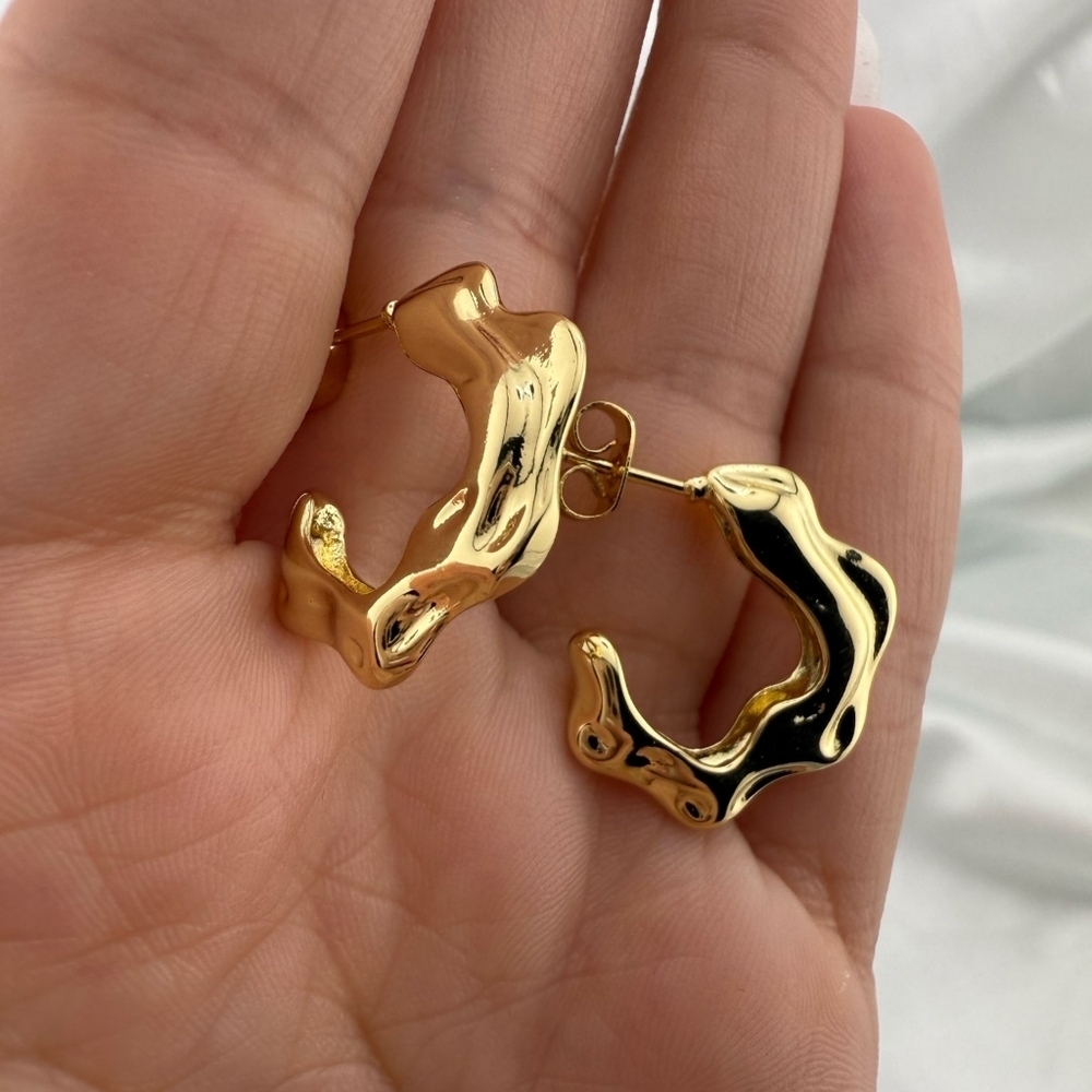 Luxury Zara 18k Gold Color Plated Wave Hoop Earrings